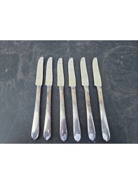 6 Silverplate Berkley Square Stainless Steel Blade Dinner Knives 8 1/2"